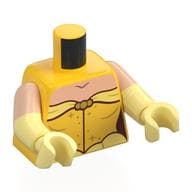 Torso, Dual Molded Arms, Light Nougat Chest, Dress, Gold Decorations, Bright Light Yellow Ruffle Print, Light Nougat Sleeves Pattern, Bright Light Yellow Arms and Hands