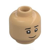 Minifig Head Richard "Data" Wang, Black Eyebrows, Open Mouth Surprised / Happy