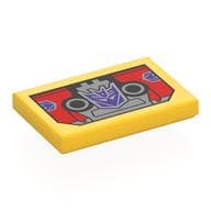 Tile 2 x 3 with Red Robot Head, Dark Purple Soundwave Face Print