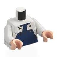 Torso Chef Jacket, Dark Blue Overall, Gold Button Print, White Arms, Light Nougat Hands
