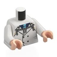 Torso, Navy Uniform, Buttons, Silver String, Dark Blue Shirt, Medium Blue Tie Print, White Arms, Light Nougat Hands
