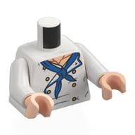 Torso, Marine Uniform, Blue Trim, Tie, Gold Buttons Print, White Arms, Light Nougat Hands
