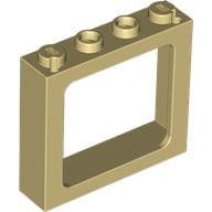 Window 1 x 4 x 3 Train with Shutter Holes and Solid Studs on Ends em Bege