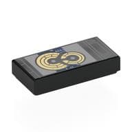 Tile 1 x 2 with Tablet, Silver/Tan Death Star Plans Print