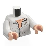 Torso, Half Open Shirt, Light Nougat Chest, Dark Tan Stains Print, White Arms, Light Nougat Hands