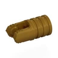Hinge Cylinder 1 x 2 Locking with 2 Click Fingers and Axle Hole, 7 Teeth em Dourado perolado