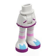 Minidoll Hips and Short Skirt with White Tights, Dark Purple Trim, Bright Light Pink Bands, Medium Azure Cats Print