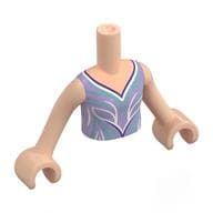 Minidoll Torso Girl with Lavender Dress, White/Sand Blue Lines Print, Light Nougat Arms and Hands