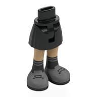 Minidoll Hips and Short Skirt with Warm Tan Legs, Dark Bluish Grey Shoes, Black Socks, Laces Print