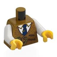 Torso, Conductor Uniform, Gold Jacket, Pocket Watch on Chain, White Shirt, Dark Blue Tie with Clip Print, White Arms, Yellow Hands