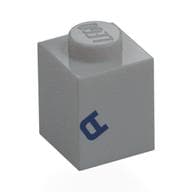 Brick 1 x 1 with Dark Blue 'A' Print