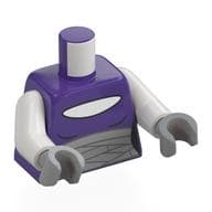 Torso, Dark Purple Shirt, Light Bluish Grey Bandages Print, White Arms, Light Bluish Gray Hands