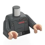 Torso, Imperial Officer Uniform, General, Black Belt, Red Rank Indicator Print, Dark Bluish Gray Arms, Light Nougat Hands