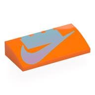 Brick Curved 2 x 4 x 2/3 No Studs with Silver LEGO Brick, Nike Logo Print