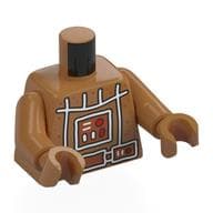 Torso, Darth Vader Armor, Ginger Bread, White Icing Lines Print, Medium Nougat Arms and Hands