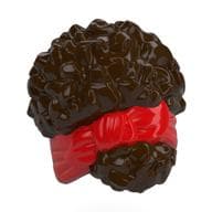 Hair Coiled, Tied Up with Ribbon, Red Pattern