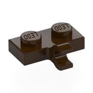 Plate Special 1 x 2 with Clip Horizontal on Side em Marrom escuro