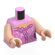Torso, Dress, Bright Pink Ruffles, Dark Purple Trim, Silver/Dark Pink Streaks Print, Light Nougat Arms and Hands