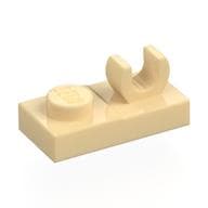 Plate Special 1 x 2, Top Clip [Open O] em Bege
