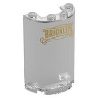 Cylinder Half 2 x 4 x 5 with 1 x 2 cutout with Gold Sign, 'BRICKLEYS' Print