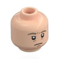 Minifig Head Xenophilius Lovegood, Dark Tan Eyebrows, Bags under Eyes, Smile / Frown