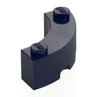 Brick Round Corner 3 x 3 Macaroni with 2 Studs em Azul escuro