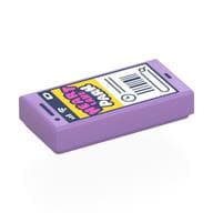 Tile 1 x 2 with Phone Screen, Bright Pink/White 'HEART LAKE PARK' Ticket, Barcode Print
