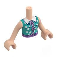Minidoll Torso Girl with Dark Turquoise Shir, White Collar, Medium Lavender Bows, Belt Print, Light Nougat Arms and Hands