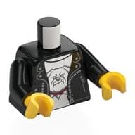 Torso, Leather Jacket, White Trim, White Shirt with Bulldog Print, Black Arms, Yellow Hands