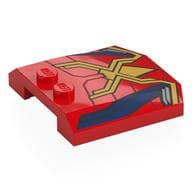 Brick Wedged, Curved Triple 4 x 4 x 2/3, 2 Studs with Gold Spider, Webbing, Dark Blue Shapes Print