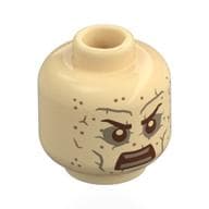 Minifig Head Sand Man, Dark Brown Eyebrows, Eyes, Mouth, Dark Tan Eyeshadow, Teeth, Sand Ptiny