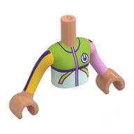 Minidoll Torso Girl with Lime/Light Aua/Bright Pink/Yellow/Dark Purple Wetsuit Print, Nougat Arms and Hands