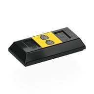 Tile Special 1 x 2 with Sloped Walls with Yellow Square, Silver Shapes Print