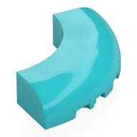Brick Round Corner 5 x 5 x 1 Curved, Bottom Cut Outs, No Studs, 9 Bottom Tubes em Celeste médio