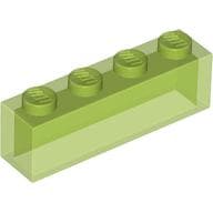 Brick 1 x 4 without Bottom Tubes em Verde vivo translúcido