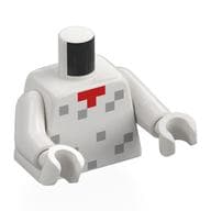 Torso, Light Bluish Grey Squares, Pixelated Red Tie Print, White Arms and Hands
