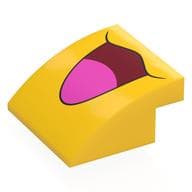 Brick Curved 4 x 4 x 1 2 / 3 with Open Dark Red Mouth, Bright Pink Tongue Print