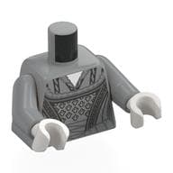 Torso, Dress, Silver/Black Decorations Print, Light Bluish Gray Arms, White Hands