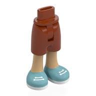 Minidoll Hips and Mid-Length Shorts with Warm Tan Legs, Medium Blue Shoes, White Laces, Soles Print