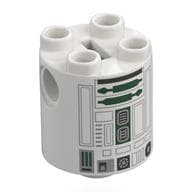 Brick Round 2 x 2 x 2 Robot Body with Dark Green Astromech Droid Print