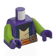 Torso, Torn Vest, Dark Blue Trim, Tan Shirt, Orange Sash, Silver 'G' Print, Lime Arms, Dark Purple Hands