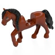 Animal, Horse with Raised Leg, Black Braided Mane and Tail Print