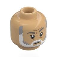 Minifig Head Imperial Remnant Warlord, Dark Bluish Grey Eyebrows, Dark Bluish Grey/White Beard, Neutral / Open Mouth Scared