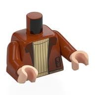 Torso, Jacket, Reddish Brown Collar, Tan Knitted Sweater Print, Dark Orange Arms, Light Nougat Hands