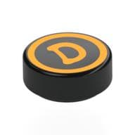 Tile Round 1 x 1 with Bright Light Orange Circle, 'D' Print