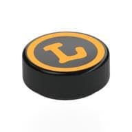 Tile Round 1 x 1 with Bright Light Orange Circle, 'L' Print