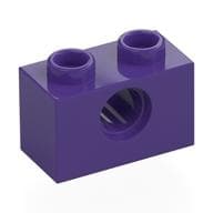 Technic Brick 1 x 2 [1 Pin Hole] em Roxo escuro