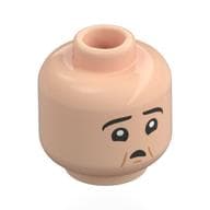 Minifig Head Vincent Crabbe / Ron Weasley, Dark Orange Eyebrows, Freckles, Smile, Black Eyebrows, Cheek Lines, Small Mouth