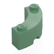 Brick Round Corner 3 x 3 Macaroni with 2 Studs em Verde areia