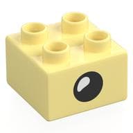 Duplo Brick 2 x 2 with Eye with White Teardrop Spot / Closed Eye Print em Amarelo vivo claro
